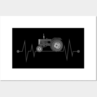 Farm Tractor Heartbeat Funny Best Farmers Posters and Art